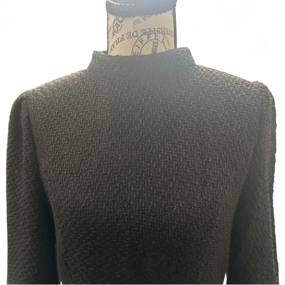Lantern Sleeve, Mock Neck Tweed Dress in Black. NWOT - Picture 3 of 4